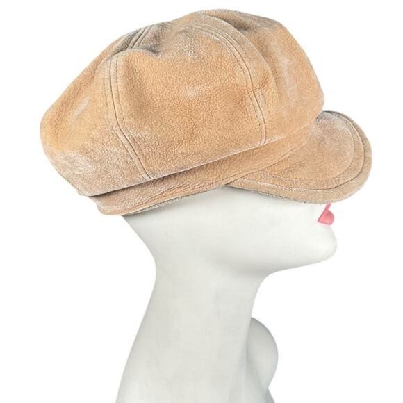 Villager Tan Faux Shearling Newsboy Cap Women’s One Size Vintage Y2K Style - Picture 4 of 11